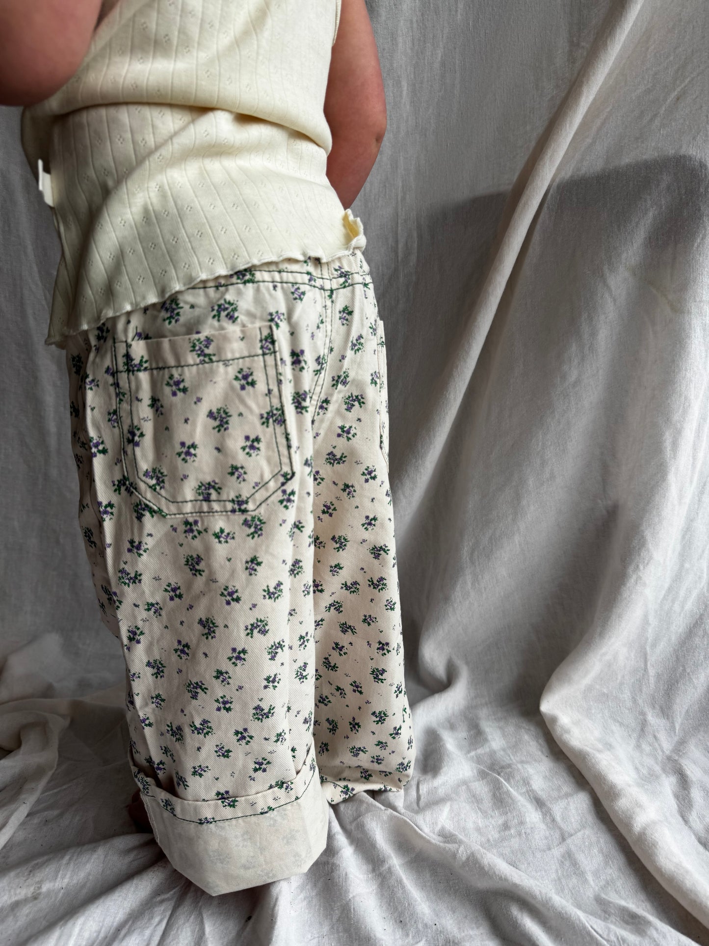floral wide leg jeans