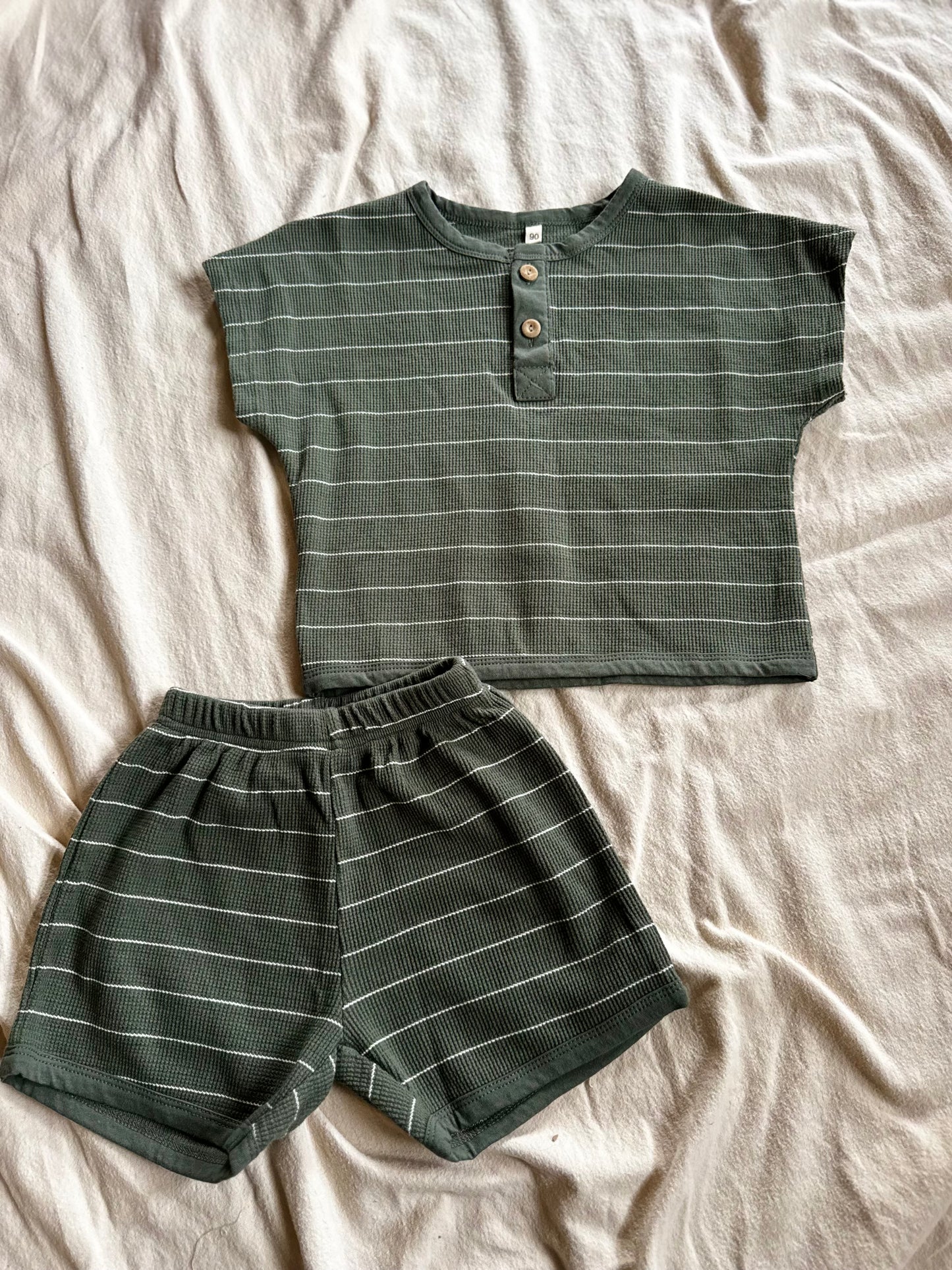 olive striped set