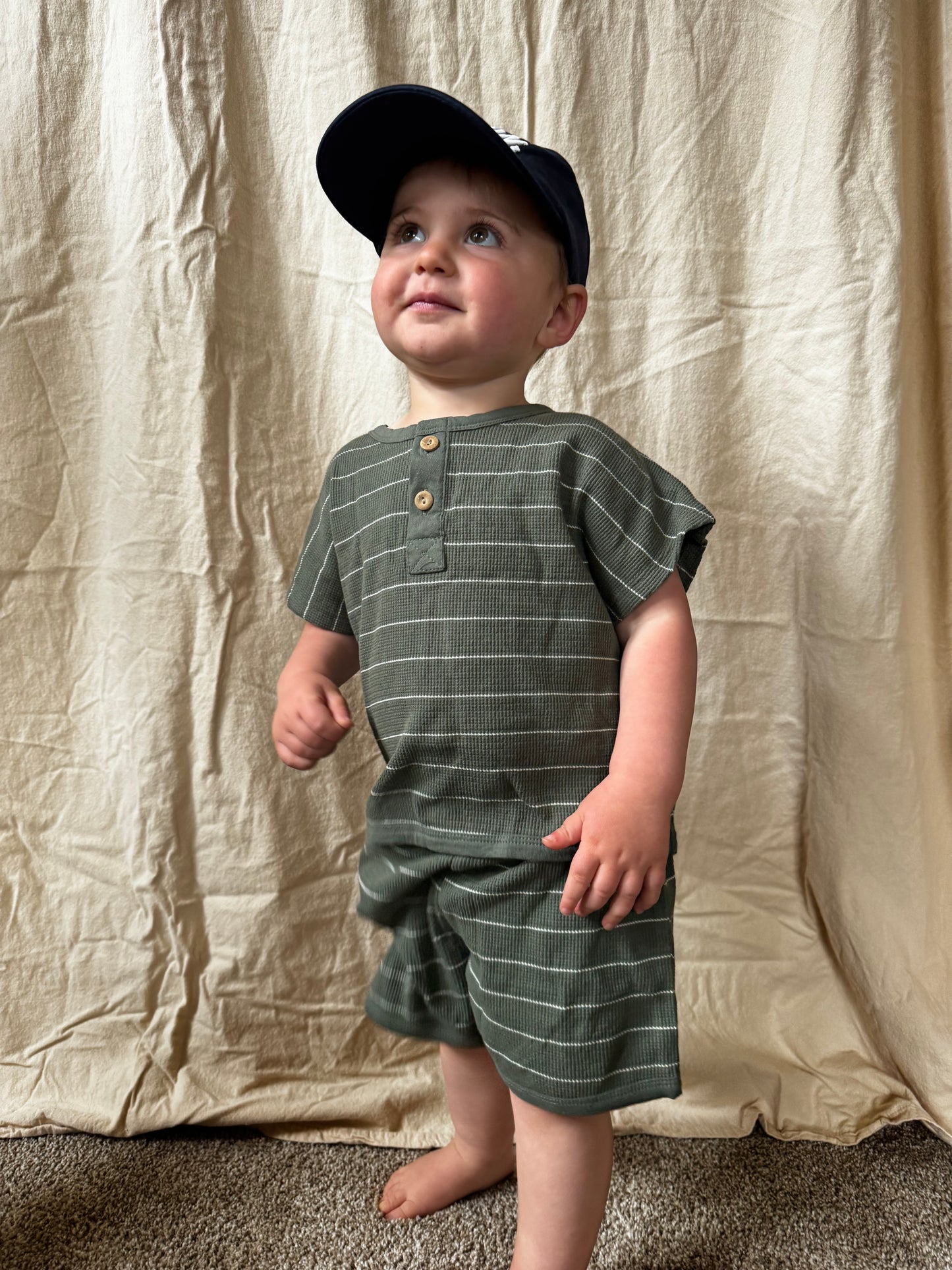 olive striped set