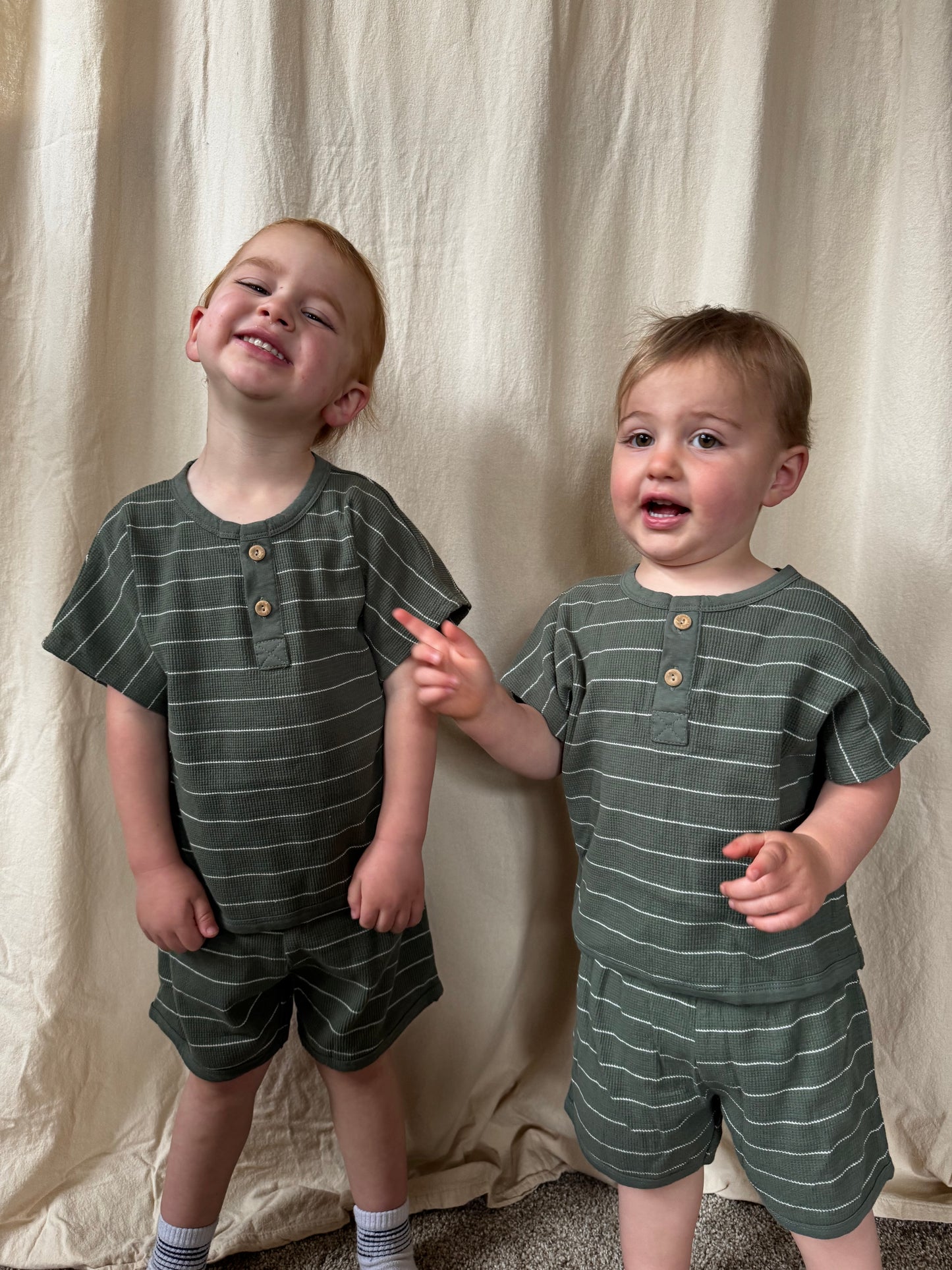 olive striped set
